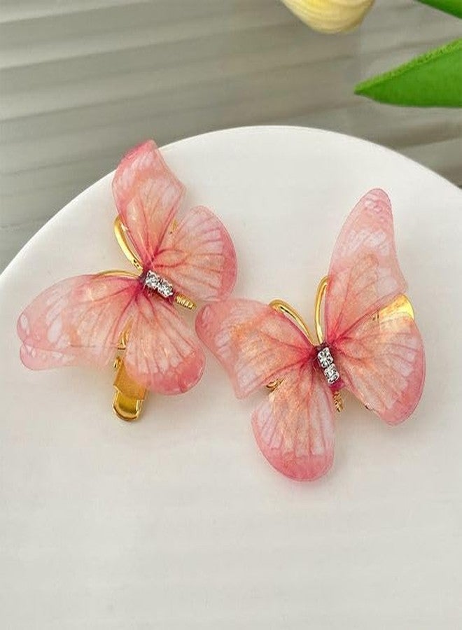 NEOBABY 3D Colorful Organza Butterfly Hair Clips - Glitter Hair Accessories with Moving Butterfly, Strong Hold Barrettes & Hair Pins (Assorted, Pack of 6 Pcs) - Image 2