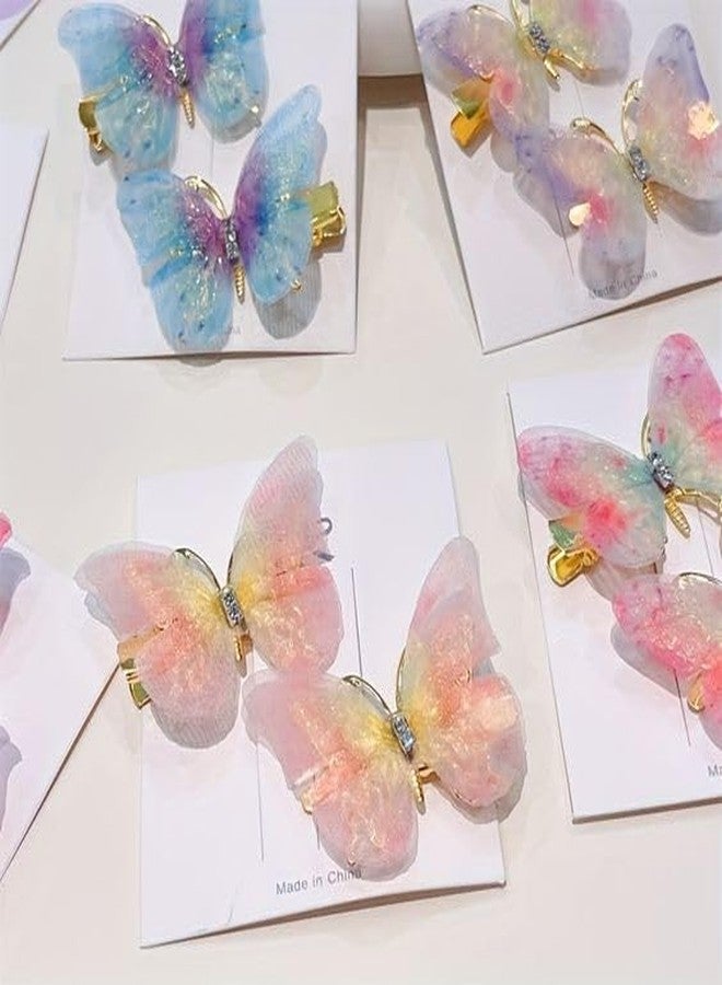 NEOBABY 3D Colorful Organza Butterfly Hair Clips - Glitter Hair Accessories with Moving Butterfly, Strong Hold Barrettes & Hair Pins (Assorted, Pack of 6 Pcs) - Image 3