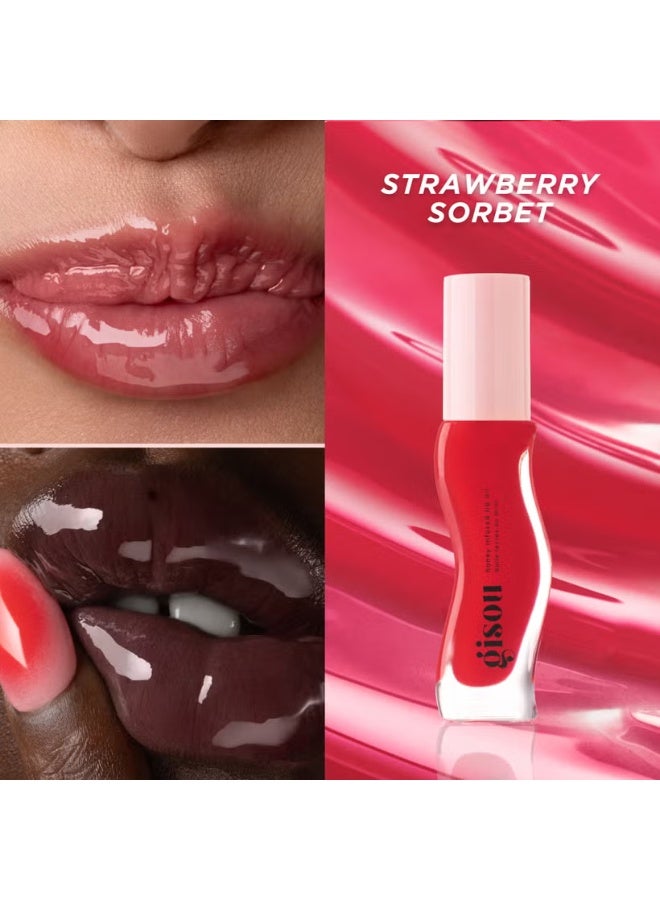 GisouHoney Infused Lip Oil - Strawberry Sorbet 8ml - Image 3
