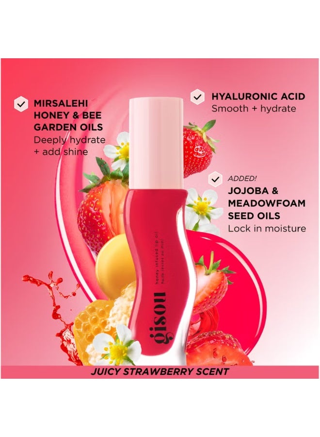 GisouHoney Infused Lip Oil - Strawberry Sorbet 8ml - Image 2