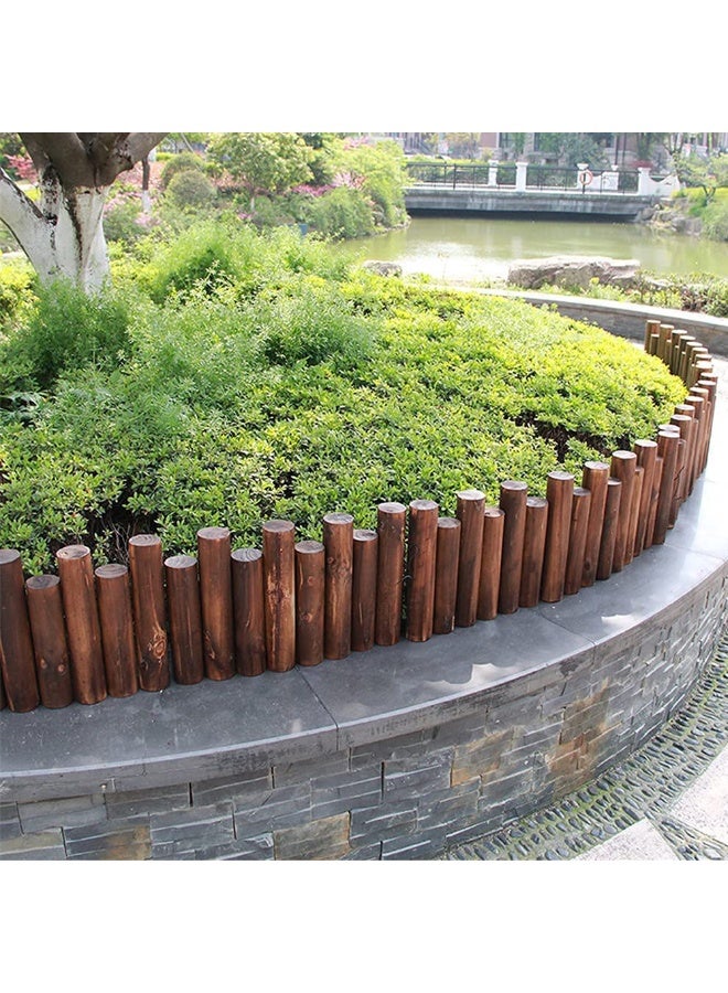 LINGWEI Wooden Garden Border Fence Rustic Natural Wood Lawn Edging Pathways & Landscape Decoration Brown 90 x 30 cm - Image 4