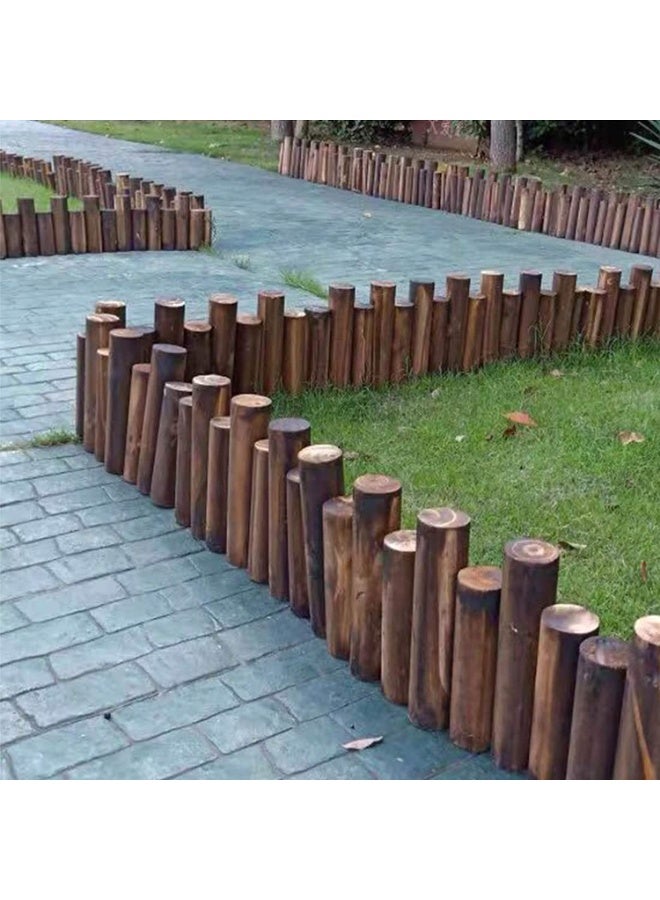 LINGWEI Wooden Garden Border Fence Rustic Natural Wood Lawn Edging Pathways & Landscape Decoration Brown 90 x 30 cm - Image 2