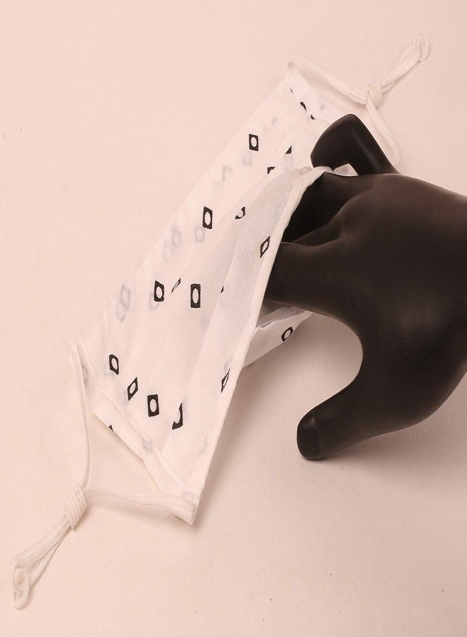 Touchstone anti pollution smog smoke cold cough protective cotton face mask Fashion Fabric Adjustable filter pocket nose bridge 2 layer reusable washable for men, women (Pack of 3). Black White Black - Image 3