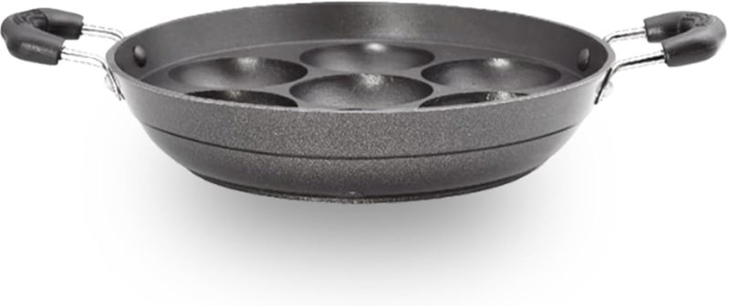 Premier مقلاة بانيارام غير لاصقة بقاعدة تحريض، سوداء، 7 بوصات مع ملعقة وممسحة، مقبض مريح، وملعقة وممسحة مريحة، مثالية للطهي الصحي والتنظيف السهل. - Image 4