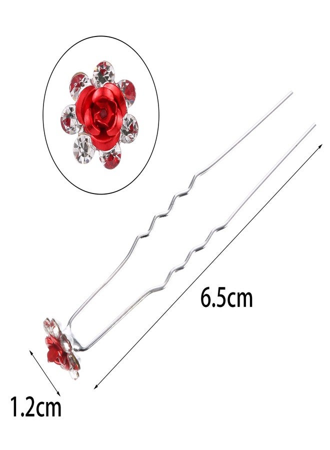 Eboot 40 Pack Rhinestones Hair Pins Bling Pins for Hair Accessories Rose Flower Jewelry U Shaped Barrette with Box Velvet Bag for Prom Bridal Wedding Women Bridesmaids - Image 5