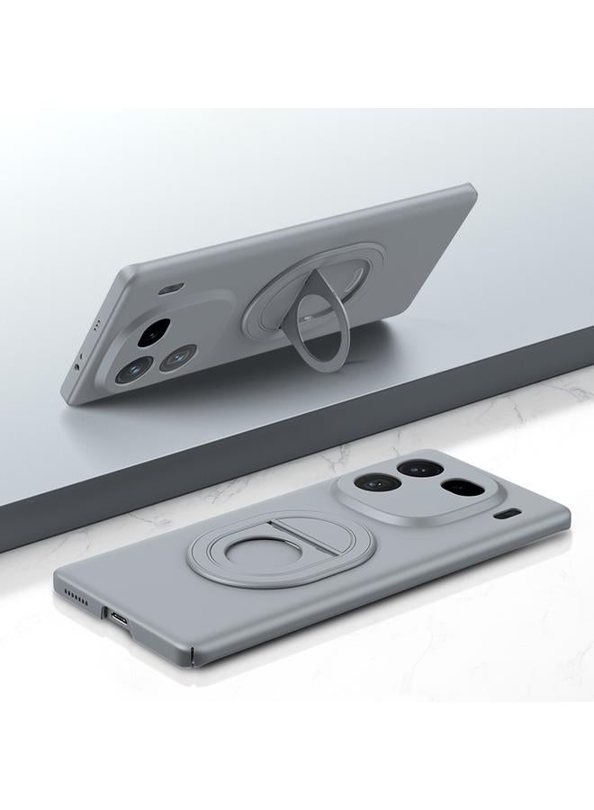 جراب هاتف مقاوم للصدمات بغطاء كامل مع حامل Magsafe مخفي لهاتف Vivo iQOO 12 Pro (رمادي)