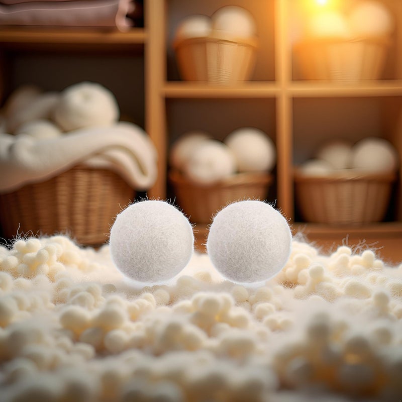 GANPUB 2 pcs White no Pattern Reusable Wool Dryer Balls Fabric Softener Ball Wool Laundry Ball Reducing Clothing Wrinkles,Saving Drying Time and Fabric Fluffier Dryer Balls Laundry - Image 3