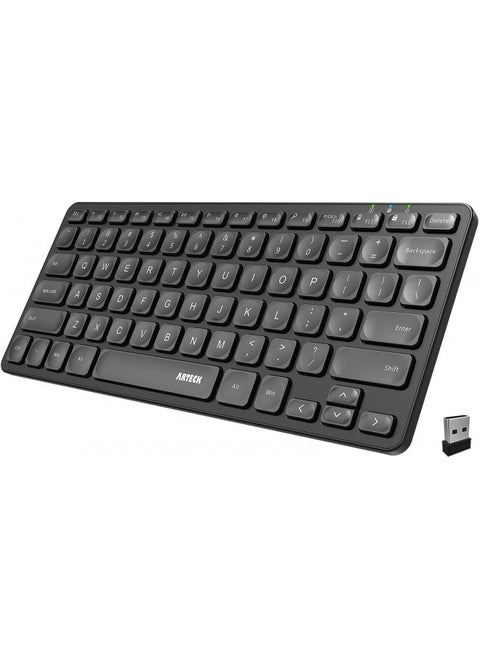 Arteck 2.4G Wireless Keyboard Ultra Slim and Compact Wireless Keyboard with Media Hotkeys for Computer/Desktop/PC/Laptop/Surface/Smart TV and Windows 10/8/ 7 Built-in Rechargeable Battery