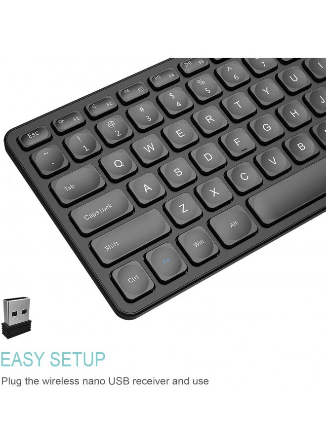 Arteck - Arteck 2.4G Wireless Keyboard Ultra Slim and Compact Wireless Keyboard with Media Hotkeys for Computer/Desktop/PC/Laptop/Surface/Smart TV and Windows 10/8/ 7 Built-in Rechargeable Battery - Image 1