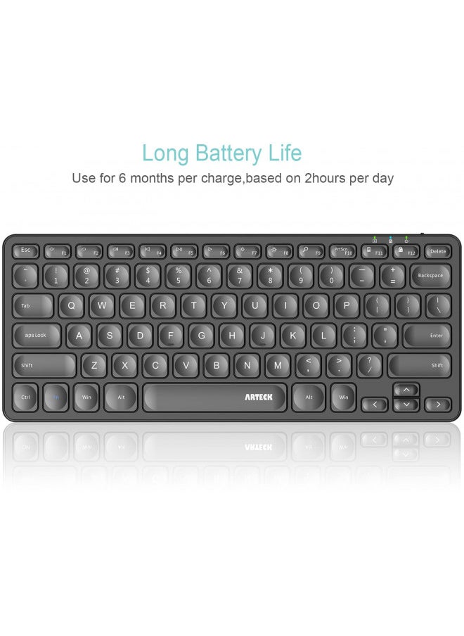 Arteck - Arteck 2.4G Wireless Keyboard Ultra Slim and Compact Wireless Keyboard with Media Hotkeys for Computer/Desktop/PC/Laptop/Surface/Smart TV and Windows 10/8/ 7 Built-in Rechargeable Battery - Image 1