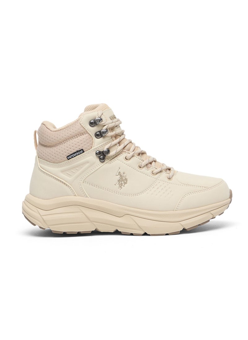 U.S. Polo Assn. Women's Beige High-Top Waterproof Sneakers with Lace-Up Design – Durable and Stylish for All-Day Comfort  - Image 1