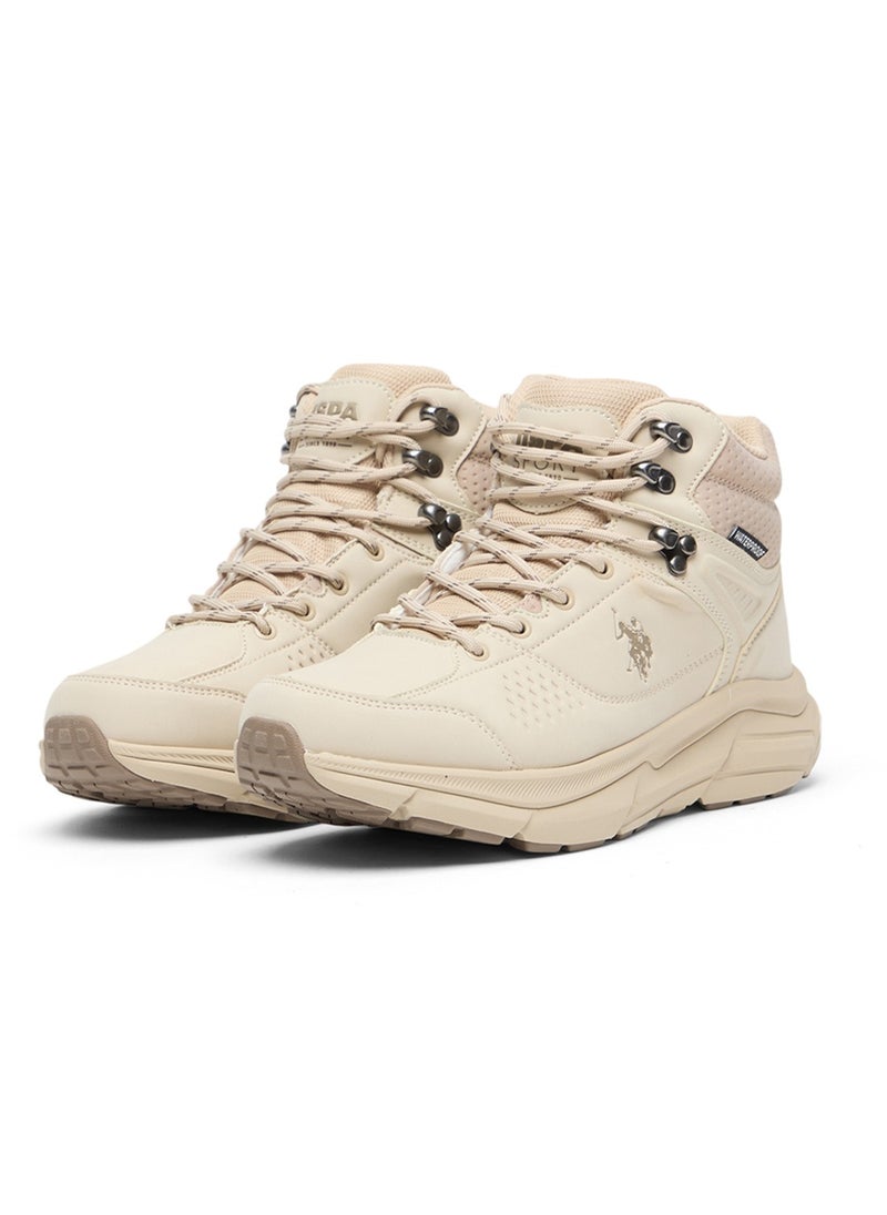 U.S. Polo Assn. Women's Beige High-Top Waterproof Sneakers with Lace-Up Design – Durable and Stylish for All-Day Comfort  - Image 3