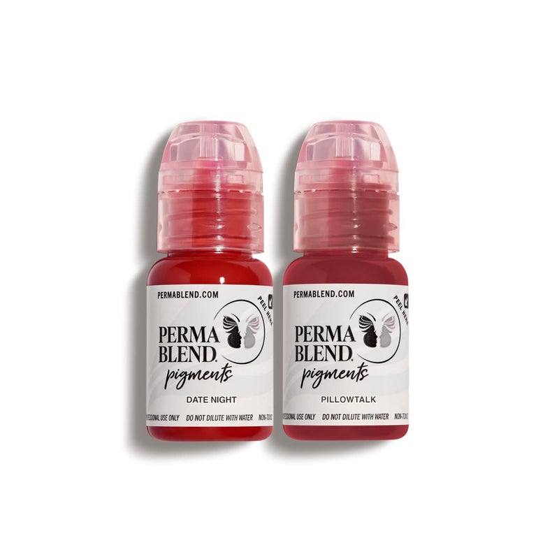 Perma Blend Berry Lip Set - Tattoo Ink Set for Permanent Makeup - Vegan Microblading Pigment & Tattoo Supplies for Lip Makeup - Includes Deep Red Date Night & Pink Pillow Talk Lip Blush (0.5 oz Each) - Image 1