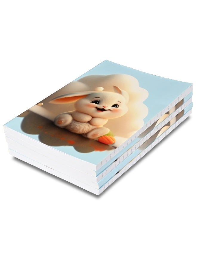 FIS Soft Cover Notebook, Size A5(148x210mm), 96 Sheets, 192 Pages, Single Ruled, Packet of 5 Pieces, Rabbit Design 1-FSNBSCA596-RAB1  - Image 4