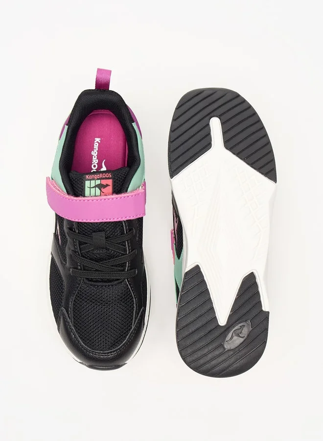 kangaROOS Girls' Colourblock Sports Shoes with Hook and Loop Closure