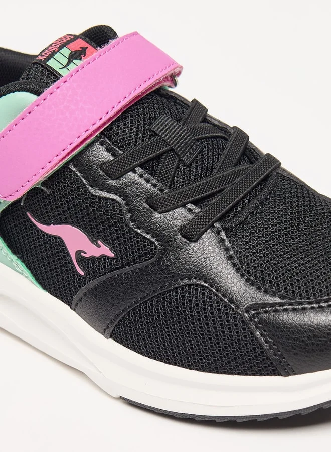 kangaROOS Girls' Colourblock Sports Shoes with Hook and Loop Closure