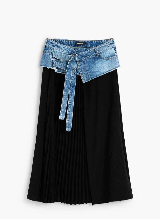 Desigual Blue Long pleated denim skirt for Women | Best Price UAE