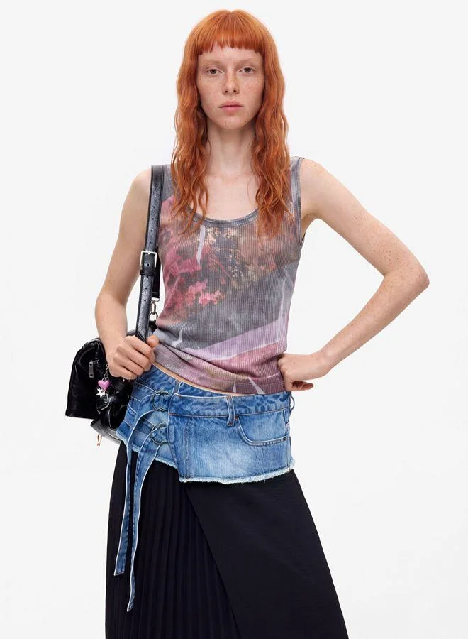 Desigual Blue Long pleated denim skirt for Women | Best Price UAE