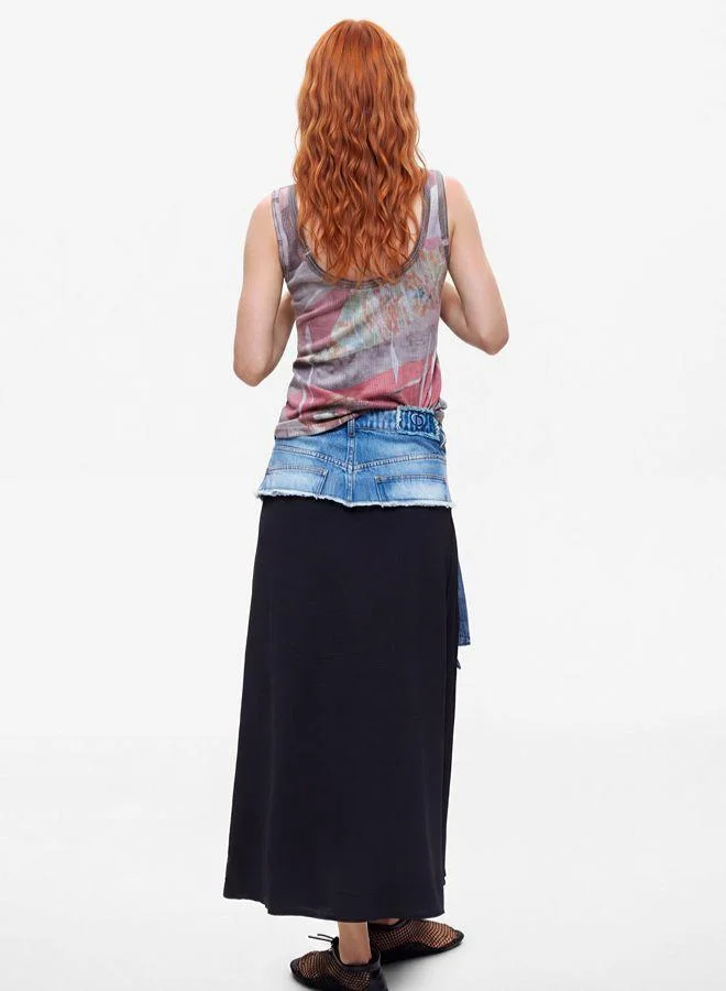 Desigual Blue Long pleated denim skirt for Women | Best Price UAE