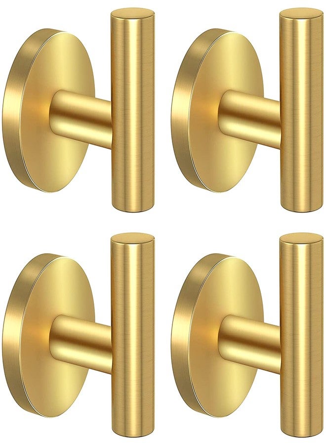 stusgo Gold Towel Hook Bathroom Coat Hook Robe Hooks for Wall, Stainless Steel Heavy Duty Door Hanger Wall Hooks Matte Gold Bathroom Hook for Towels, 4 Pack - Image 1