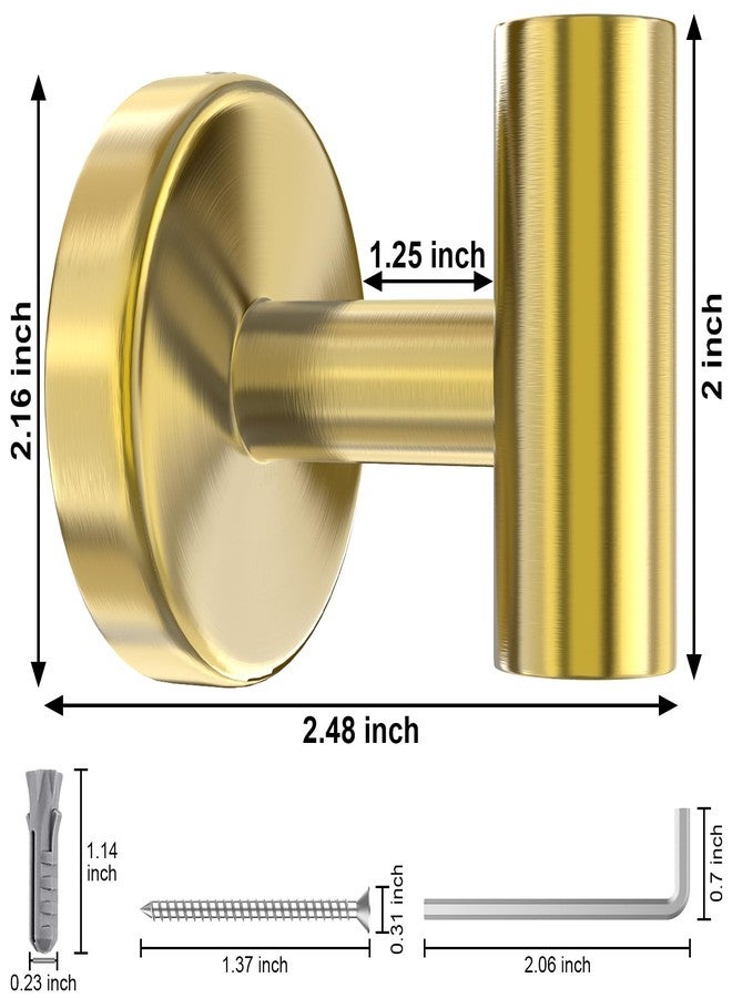 stusgo Gold Towel Hook Bathroom Coat Hook Robe Hooks for Wall, Stainless Steel Heavy Duty Door Hanger Wall Hooks Matte Gold Bathroom Hook for Towels, 4 Pack - Image 2