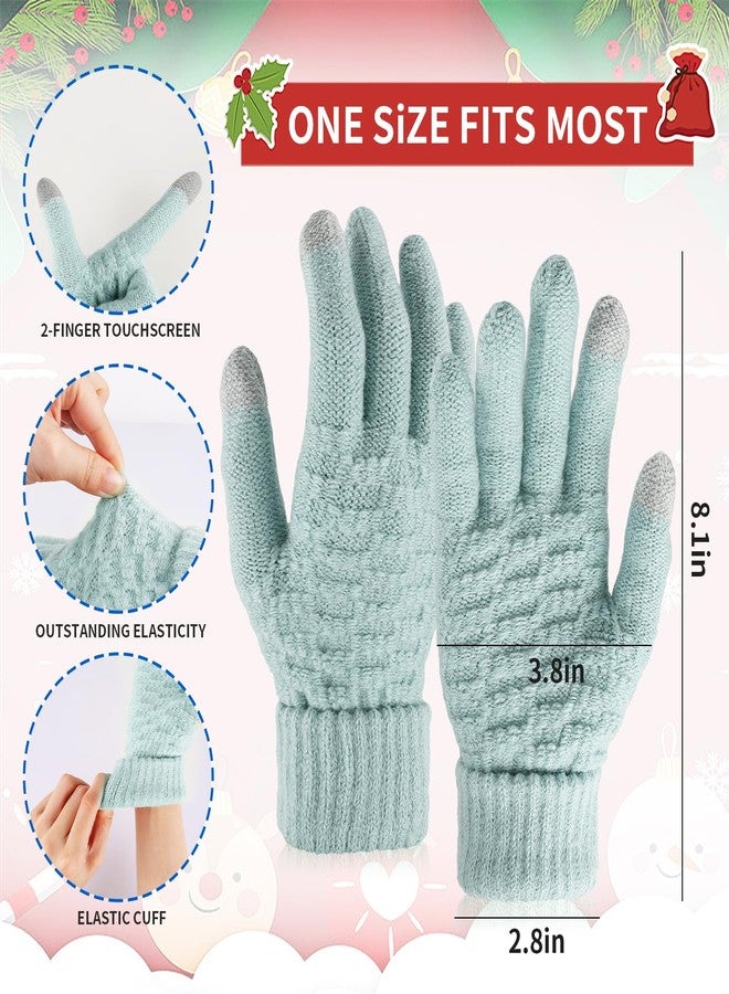Yafeite Winter Gloves for Women - 4 Pairs Touchscreen Gloves for Women Cold Weather, Fashion Knit Mittens Warm Winter Gloves, Green, Elastic, one size for most - Image 3