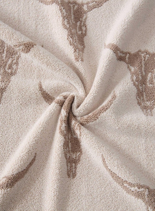Wrangler - Bath Towel Set, Western Towel Set Including Bath, Hand & Washcloth, Soft and Zero Twist Cotton Blend Towels, Steer Head Beige, Set of 3 - Image 2