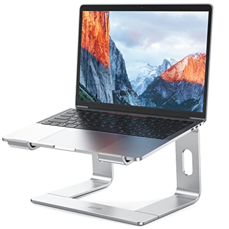 LS03 Aluminum Laptop Stand, Ergonomic Detachable Computer Stand, Notebook Riser, Laptop Mount Compatible with Air, Pro, Dell, HP, Lenovo More 10-15.6" Laptops, Silver - Image 1