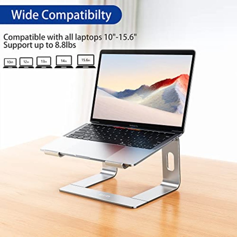 LS03 Aluminum Laptop Stand, Ergonomic Detachable Computer Stand, Notebook Riser, Laptop Mount Compatible with Air, Pro, Dell, HP, Lenovo More 10-15.6" Laptops, Silver - Image 3