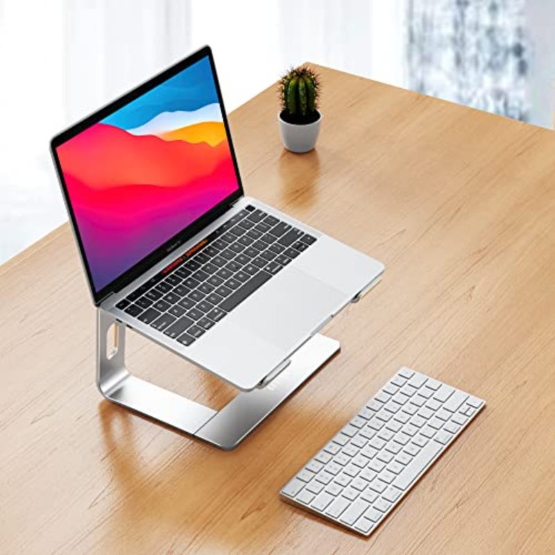 LS03 Aluminum Laptop Stand, Ergonomic Detachable Computer Stand, Notebook Riser, Laptop Mount Compatible with Air, Pro, Dell, HP, Lenovo More 10-15.6" Laptops, Silver - Image 2