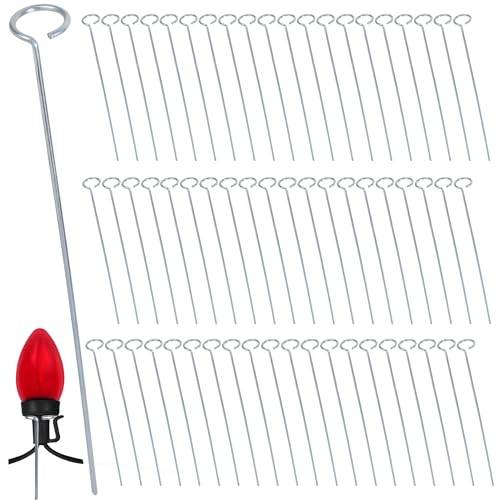 WBCBEC 60Pcs 12 Inch Metal Christmas Light Stakes Christmas Yard Lights Stakes Metal Light Stakes for Christmas Lights Yard Lawn Light Stakes for C7 and C9 Ground Stakes for Christmas Lights - Image 1