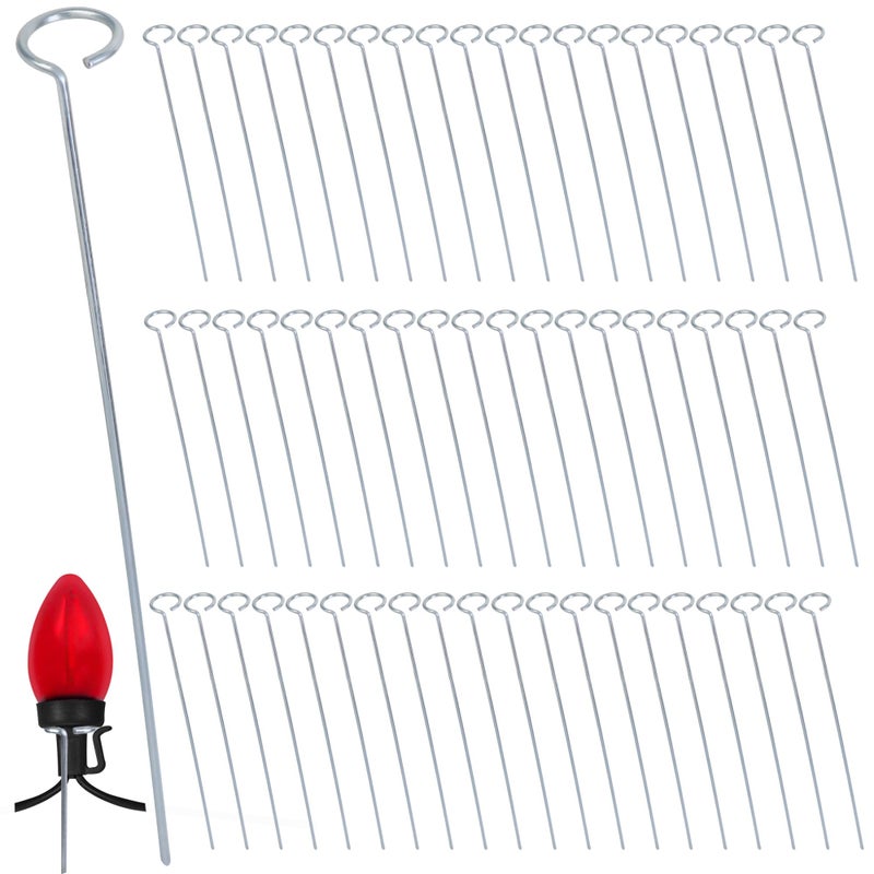 WBCBEC 60Pcs 12 Inch Metal Christmas Light Stakes Christmas Yard Lights Stakes Metal Light Stakes for Christmas Lights Yard Lawn Light Stakes for C7 and C9 Ground Stakes for Christmas Lights - Image 2