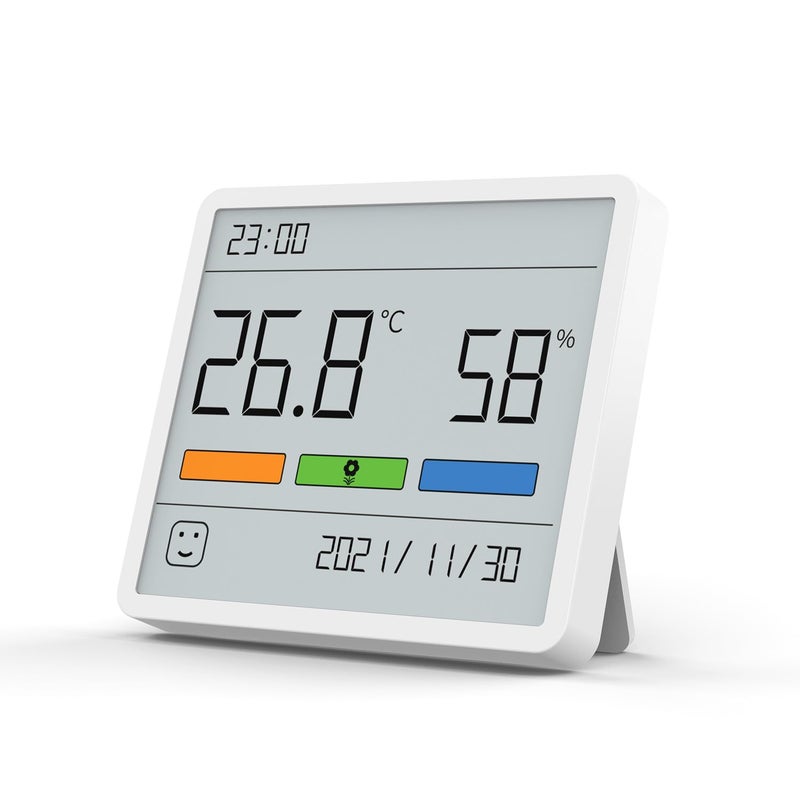 ATuMan TH1Digital Hygrometer Indoor Thermometer with Temperature Monitor With High Accuracy Sensor LCD Display Large Display Date Clock for Kitchen Baby Room Office (White) - Image 1