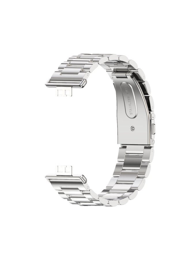 Generic - Fit 2 Watch Band Stainless Steel Milanese Clasp Magnetic Suction Three-bead Bamboo Texture Metal Wristband For HuaweiWatch-Color:Three Beads-Silver-Specifications:For HuaweiFit3 - Image 1