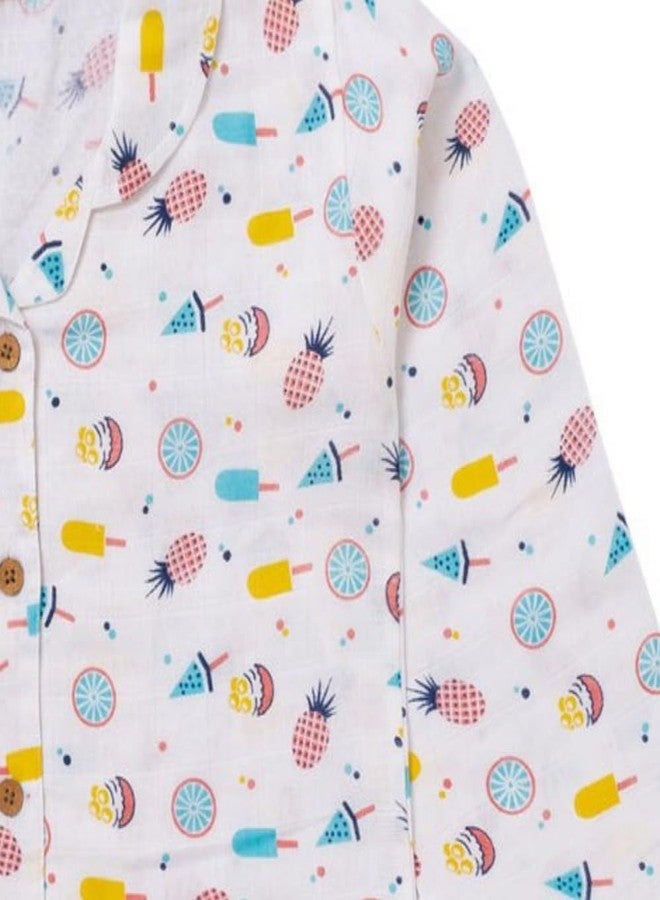 Fabrify Baby and Kids Cotton Printed Pyjama Set, Nightwear, Sleepwear, Trendy Nightsuit for Boys and Girls (Ice Cream & Lollipop) (3-4 Y) - Image 3
