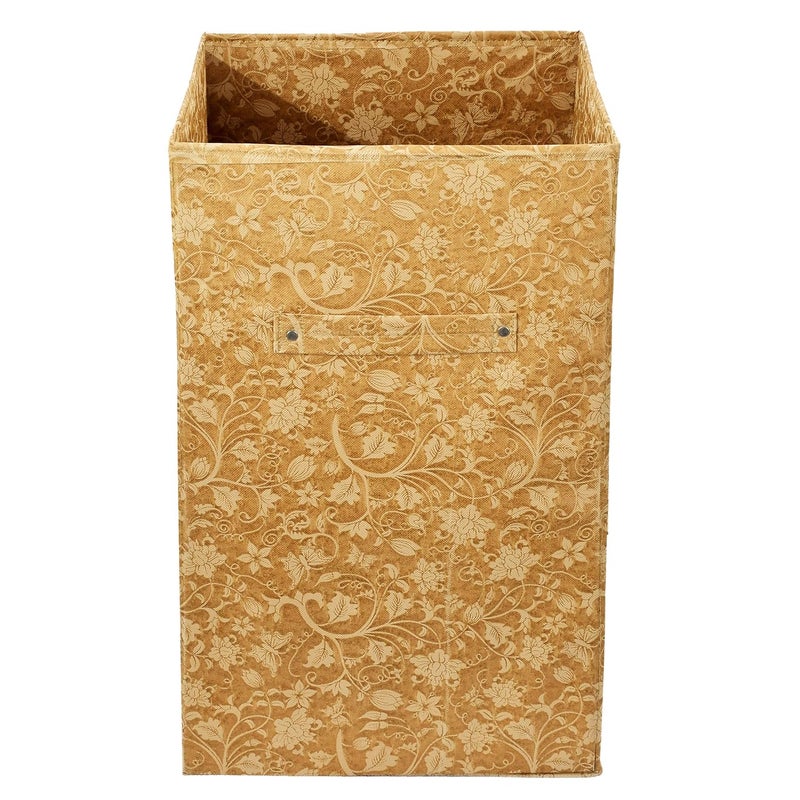 Kuber Industries Metalic Floral Print Fabric Foldable Laundry Organiser60LtrBeigeKUBMART16441 - Image 3