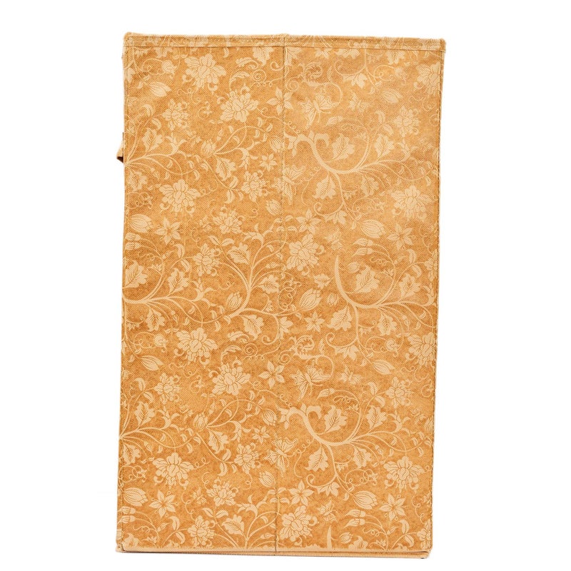 Kuber Industries Metalic Floral Print Fabric Foldable Laundry Organiser60LtrBeigeKUBMART16441 - Image 5