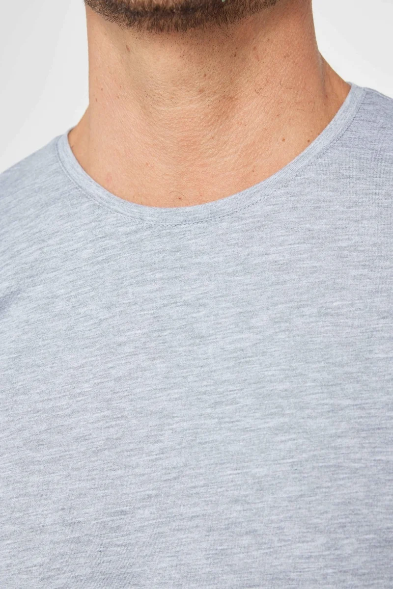 تودورس Men's Slim Fit Narrow Cut Cotton Soft Textured Flexible Fabric Plain Basic Gray Crew Neck T-Shirt