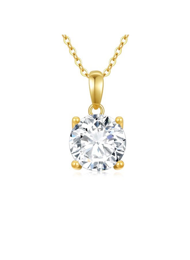 SISGEM Solid 14K Gold Moissanite Necklace, 0.5-2.0 Ct Round Cut Moissanite Pendant Diamond Solitaire Necklace Gift for Mother Mom Wife Girlfriend， 16+1+1 Inches, Metal, Moissanite - Image 1