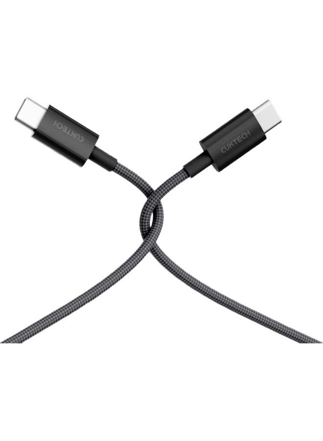 Cuktech C-To Braided Data Cable, 60W Pd Fast Charging, 3A High Current, 1.5M, Suitable For Iphone 15/16/Ipad/Mac Laptops/Huawei Xiaomi Phones, White - Image 1