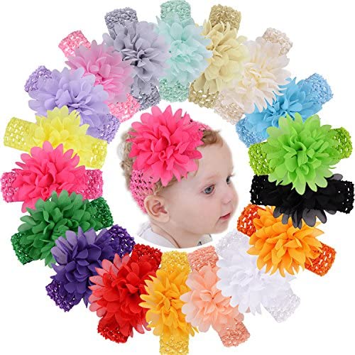 Fameza 6pcs Baby Girls Headbands Chiffon Flower Soft Strecth Hair Band Hair for Baby - Image 5