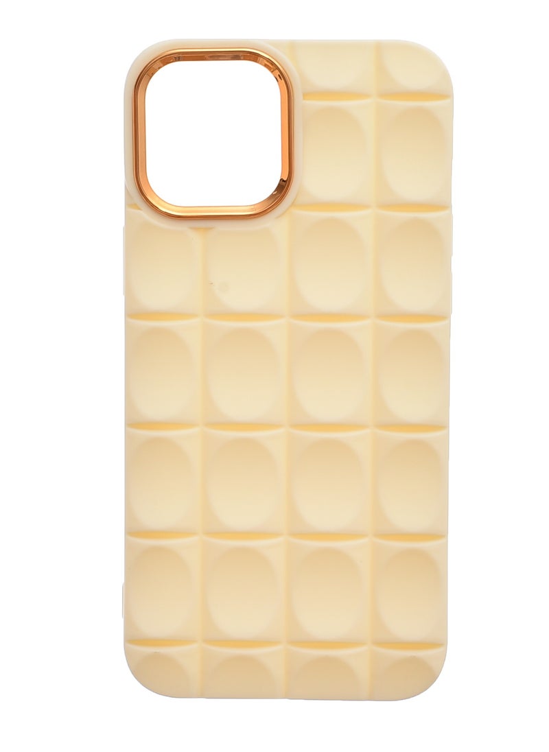 Generic Silicone Back Phone Protection Cover With Ribbed Design And Safety Edges For Iphone 12 Pro Max - Beige Gold  - Image 1