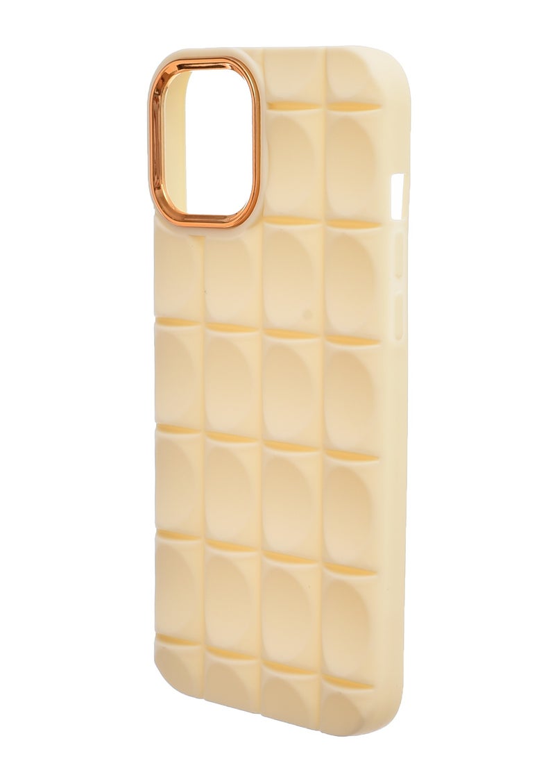 Generic Silicone Back Phone Protection Cover With Ribbed Design And Safety Edges For Iphone 12 Pro Max - Beige Gold  - Image 3