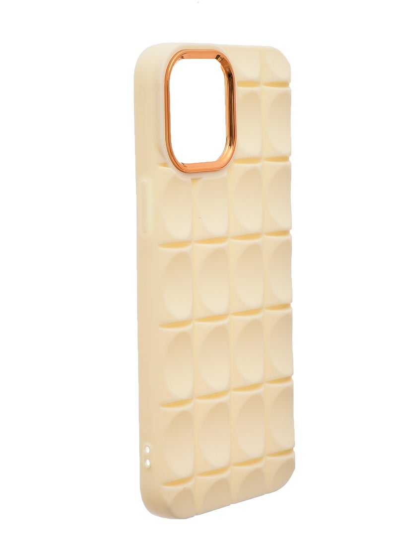 Generic Silicone Back Phone Protection Cover With Ribbed Design And Safety Edges For Iphone 12 Pro Max - Beige Gold  - Image 2