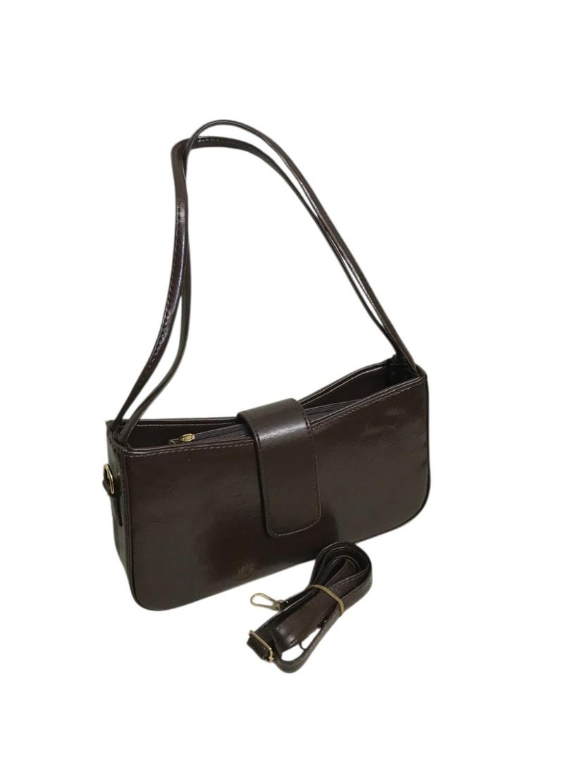 Women Shiny Leather Crossbody Bag, Stylish Shoulder Bag for Daily Use - Image 1