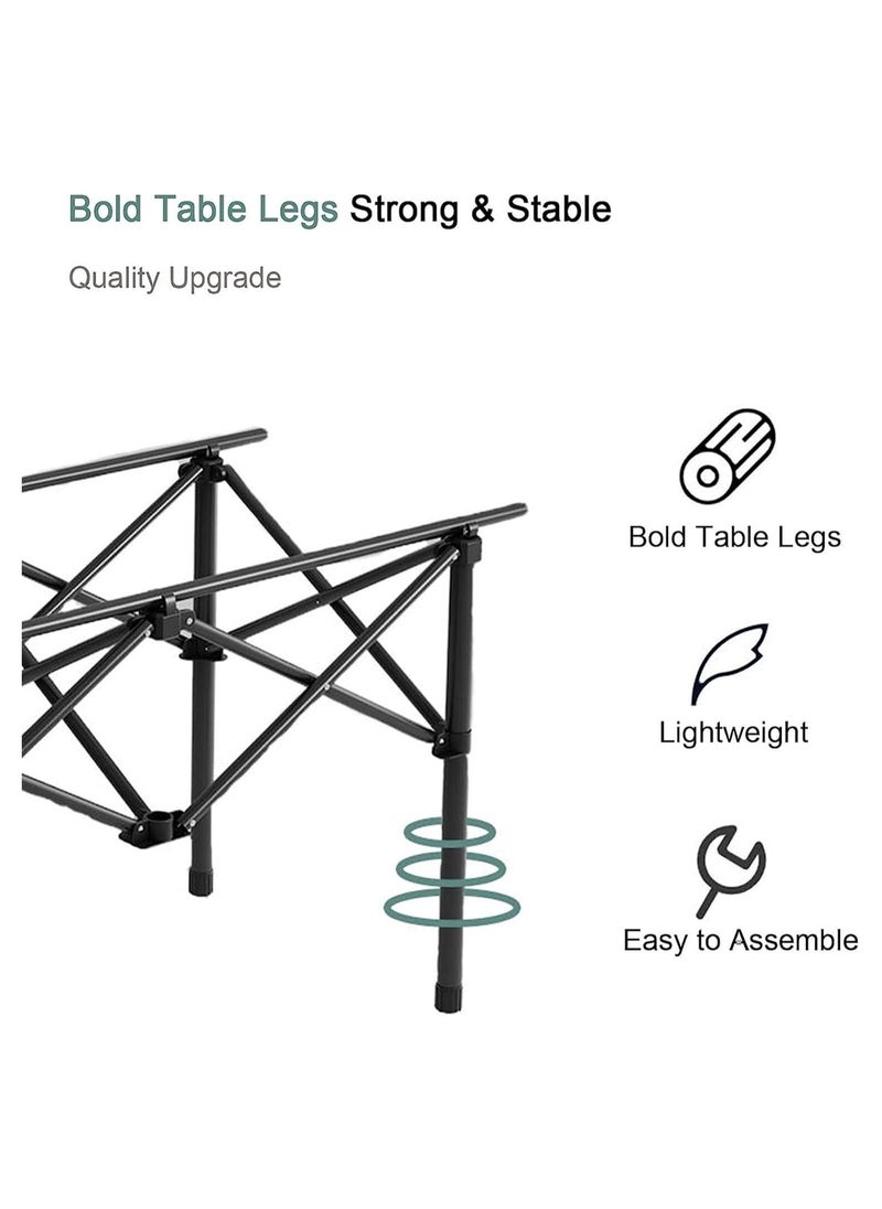 Concept home Camping Tables Roll-Top Table with Bag and 2 Folding Chairs Outdoor Folding Picnic Table Quick Installation Garden Table for Sand Hiking Travel Camp Balcony BBQ Party  - Image 4