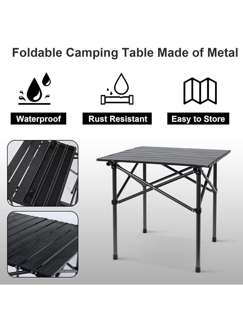 Concept home Camping Tables Roll-Top Table with Bag and 2 Folding Chairs Outdoor Folding Picnic Table Quick Installation Garden Table for Sand Hiking Travel Camp Balcony BBQ Party  - Image 5