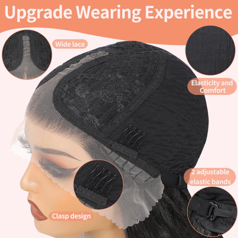 Seykiki Synthetic Lace Front Wigs for Black Women Highlight Brown Mix Black Natural Wavy Glueless Wig Ready to Wear 13x4x1 HD Lace Pre Plucked Middle Part Wig 26 Inch - Image 5