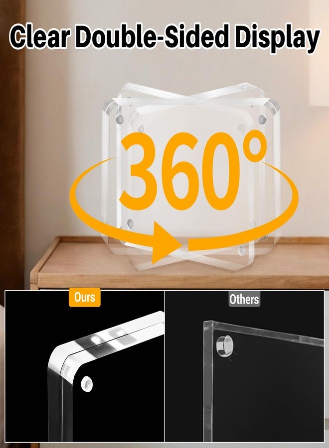 Yncotte 2x3 Picture Frame, 3 Packs Acrylic Mini Frames 2.5x3.5 inches Magnetic Wallet Size Picture Frames, Desktop Frameless Photo Display Holder Business Card Frame - Image 5