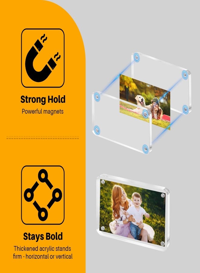 Yncotte 2x3 Picture Frame, 3 Packs Acrylic Mini Frames 2.5x3.5 inches Magnetic Wallet Size Picture Frames, Desktop Frameless Photo Display Holder Business Card Frame - Image 4